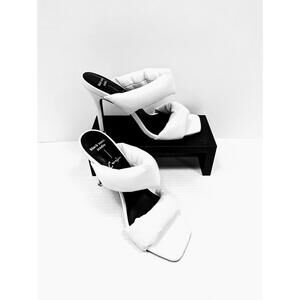 Black Suede Studio x Caroline Stanbury Cynthia White Leather Slide Heel Sz. 37.5
